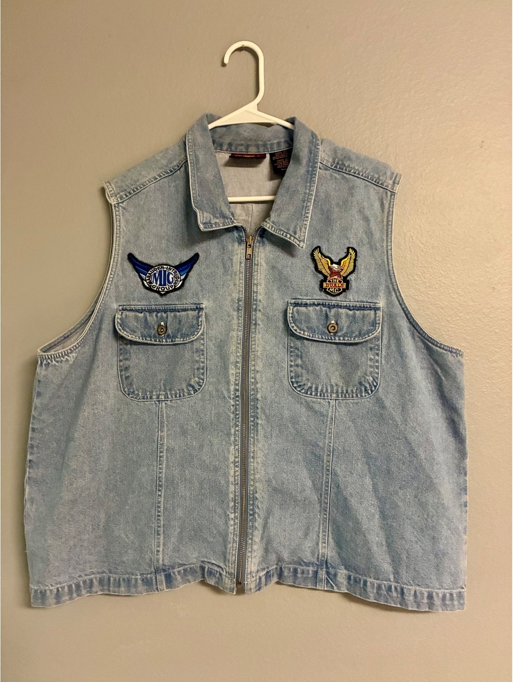 Faded Glory Vintage Denim Vest Women's 20W Motorcycle Biker Patches Philippines